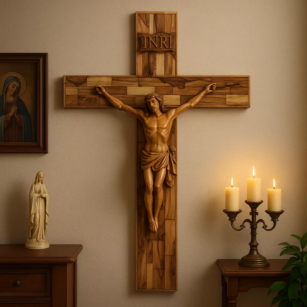 Presente católico: cruz feita à mão na Terra Santa