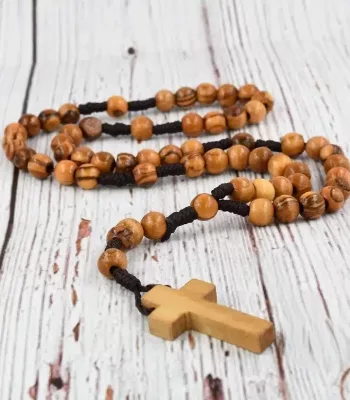 Holy Land Olive Wood Rosary Prayer Beads with Cross