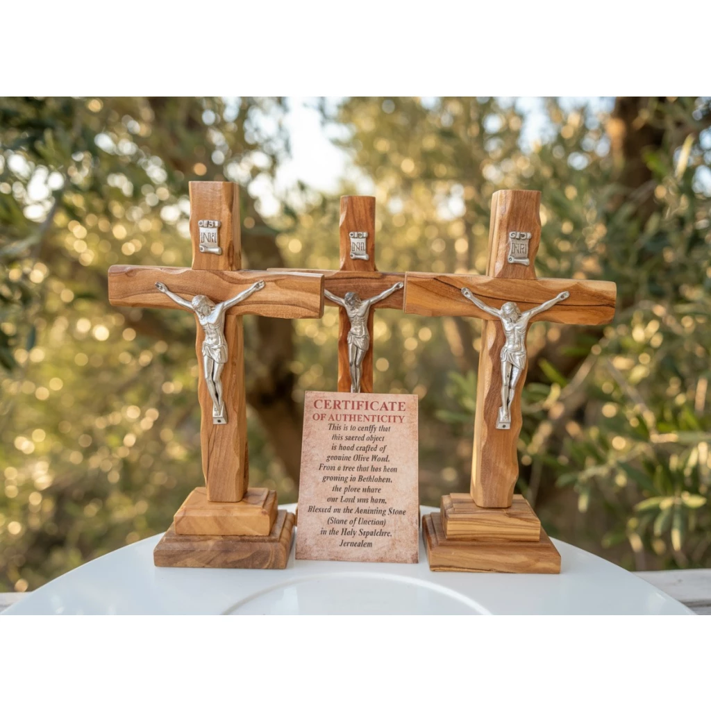 Authentic Holy Land olive wood cross with certificate of authenticity