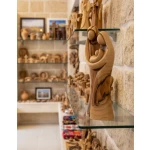 Statuetta della Natività della Sacra Famiglia in legno d'olivo intagliata a mano dalla Terra Santa