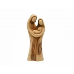 Abstract Olive Wood Holy Family sculpture crafted by Bethlehem artisans
