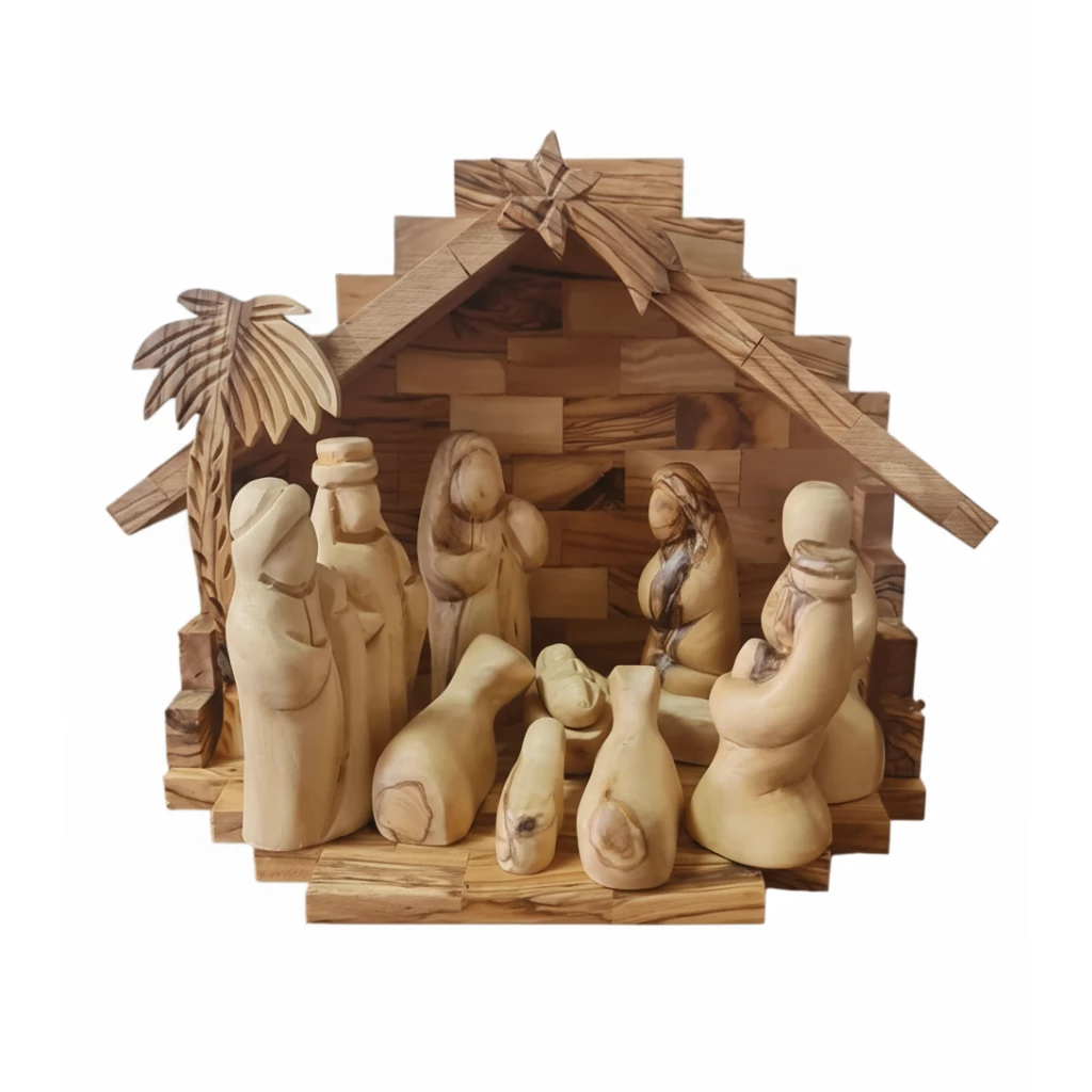 Belén de madera - Escena del pesebre de Belén tallada a mano | HolyLand  Timber, image size:1024x1024